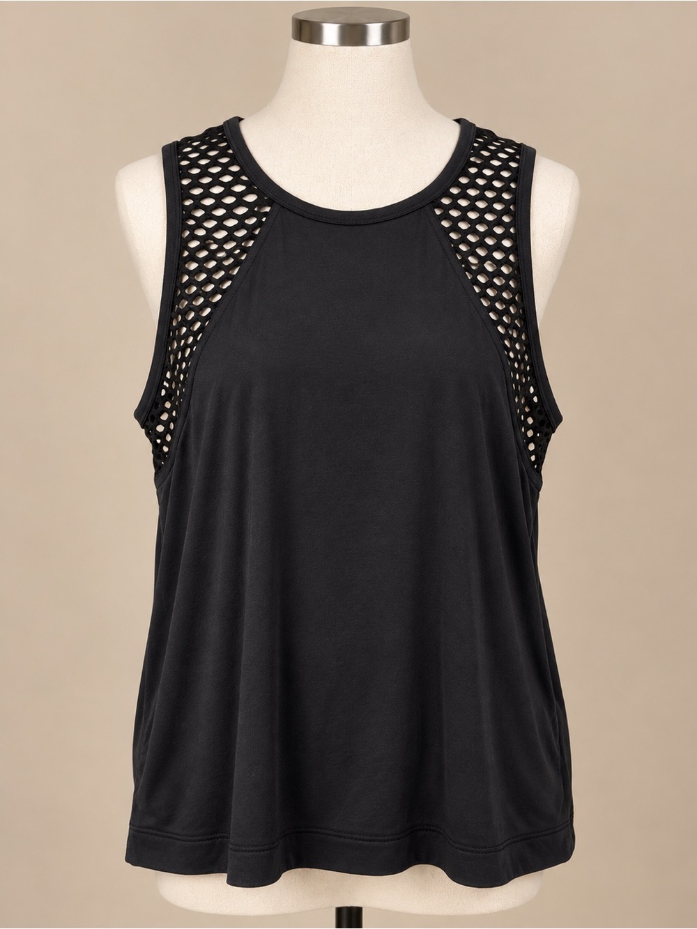 90 Degree By Reflex Black Mesh-Shoulder Athletic Tank